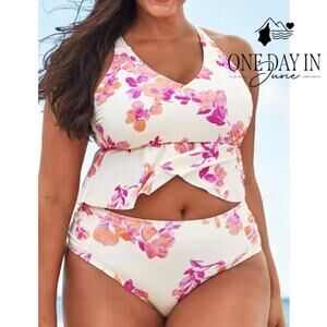 Cupshe Ruffle FLoral Bikini Swimsuit Size 1X Top/0X Bottom